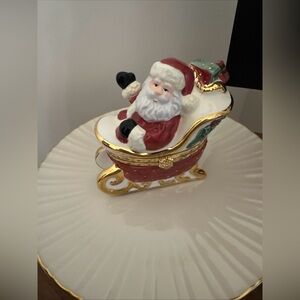 Charter Club Vintage Winter Garland Santa Trinket box Christmas Decor